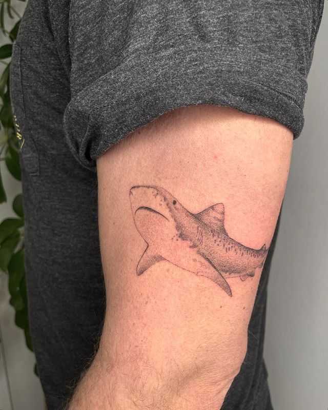 tatouage de bras de requin-tigre