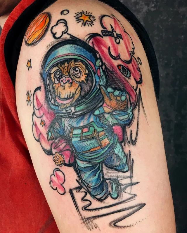 tatouage de singe de l'espace